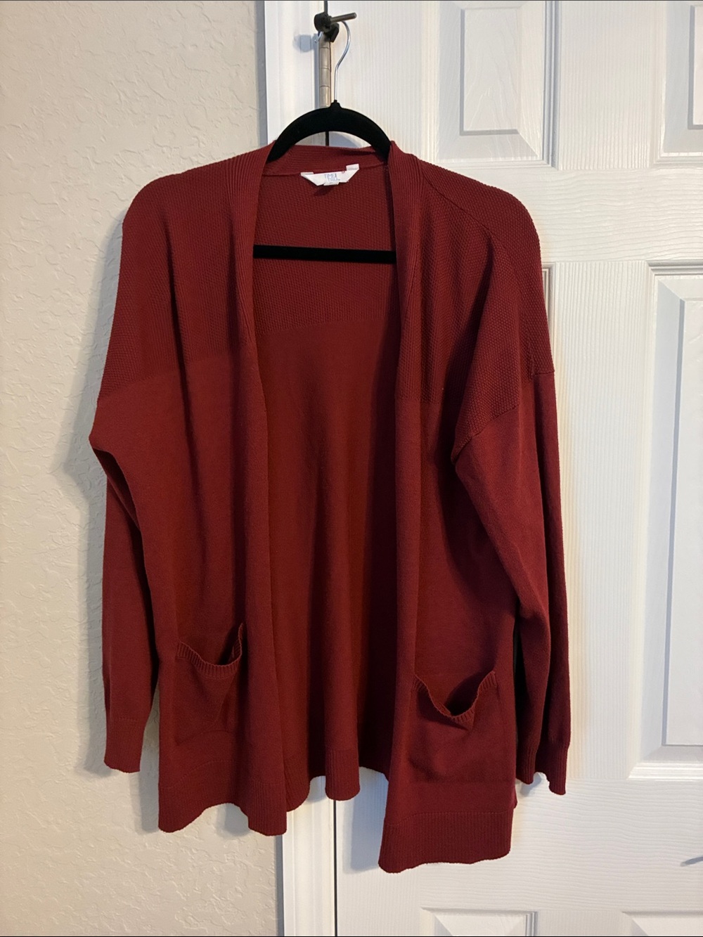 Time and Tru Open-Front Cardigan Sweater - Rust Red
